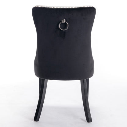 A&A Furniture Nikki Collection Dining Chairs - White+Black PU Leather Set of 2