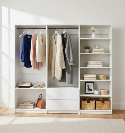 White Wood Walk-In Closet System - 5 Modular Units