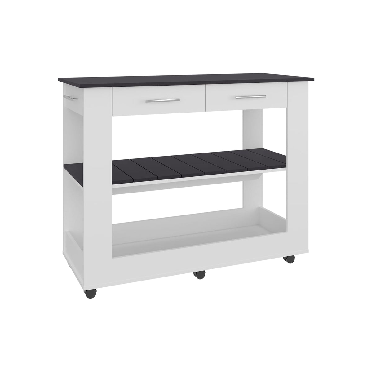 Rectangular White Kitchen Island with Storage
