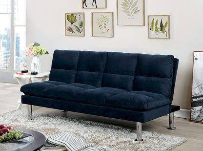Navy Microfiber 2 Seat Futon Bed - Contemporary Style for Living Room