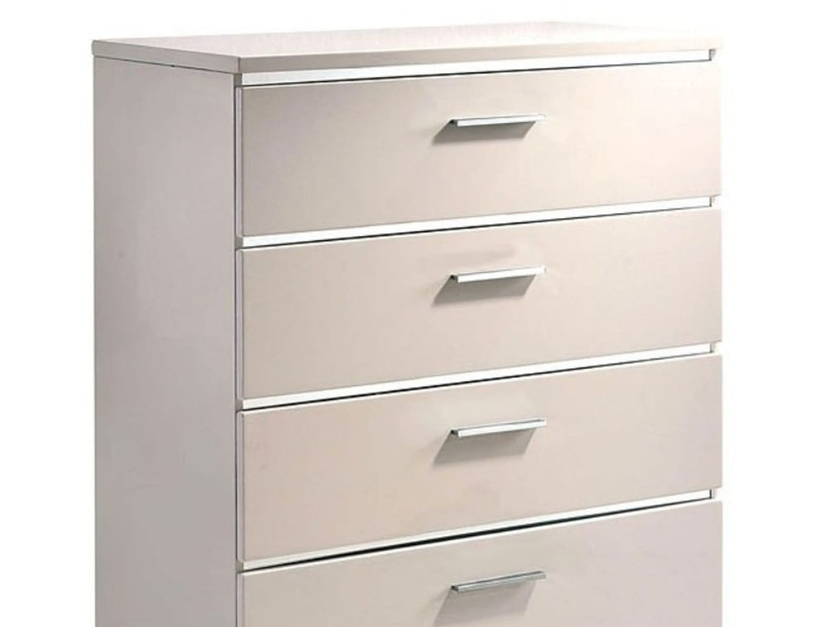 Contemporary 5-Drawer Chest - Chrome & White Metal Finish