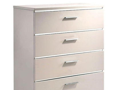 Contemporary 5-Drawer Chest - Chrome & White Metal Finish