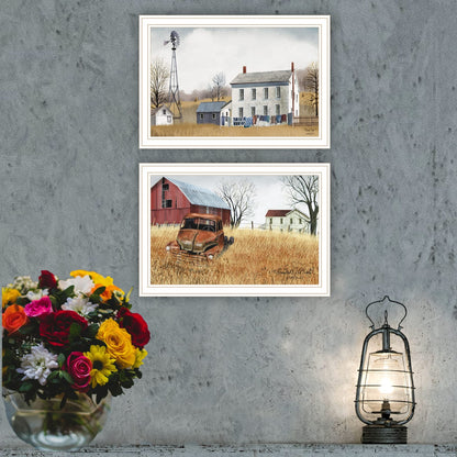 Trendy Wall Art Prints - 2 Piece Vignette Washday & Truck White