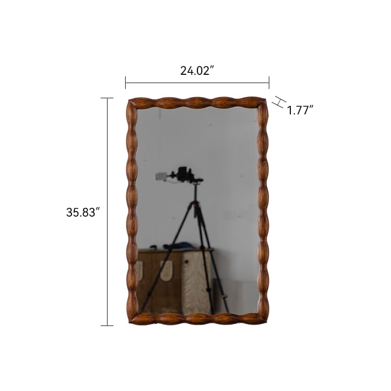 36" Walnut Swirl Wood Frame Mirror - Full Length Wall Mirror