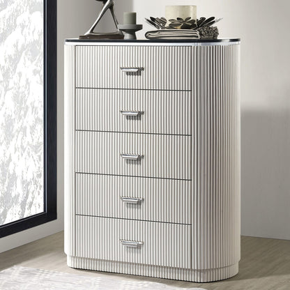 Light Gray Contemporary Chest - 5 Drawers for Bedroom