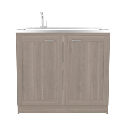 36" White Oak Kitchen Sink Cabinet with 2 Doors