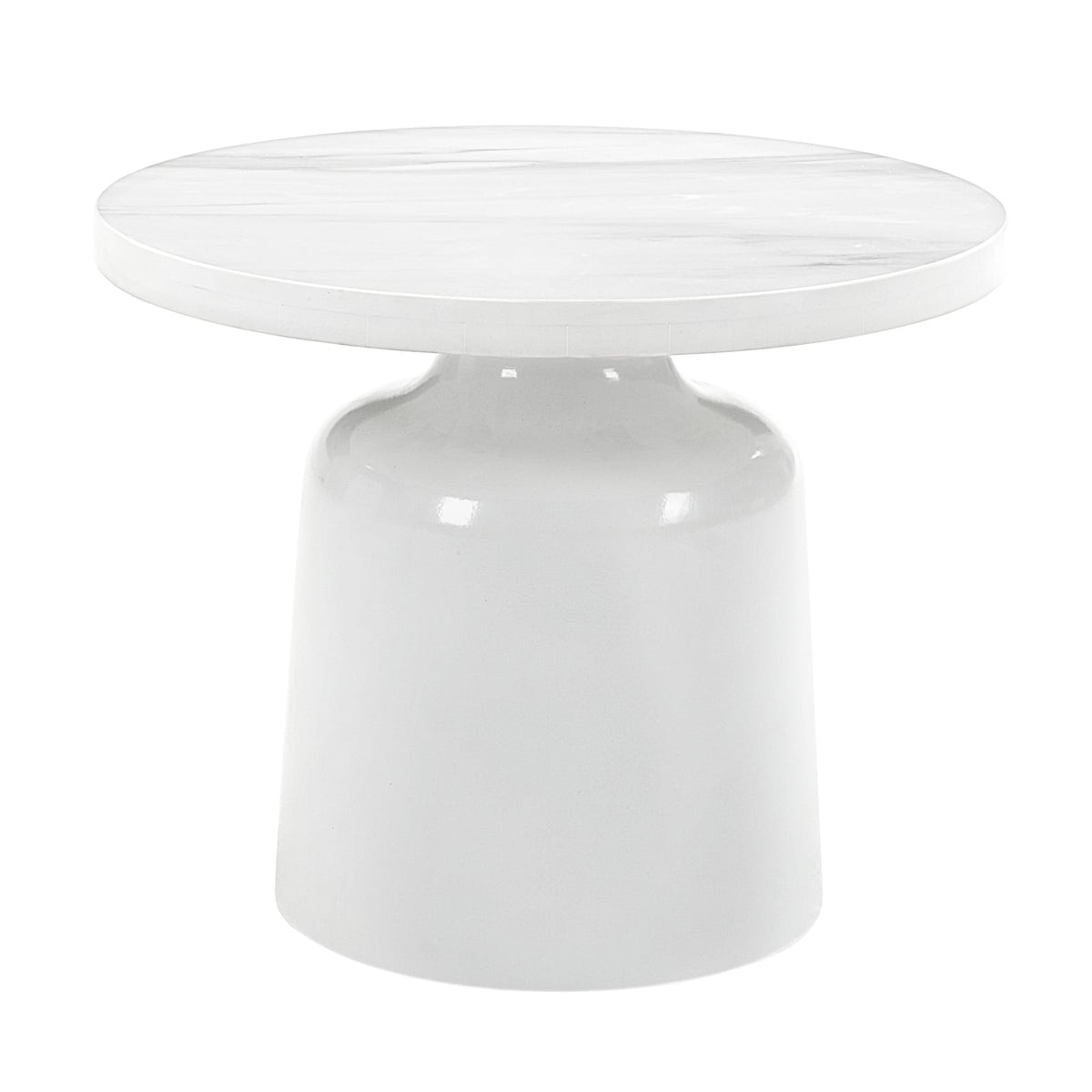 Zaid Engineering Marble & White High Gloss End Table - 22" Round
