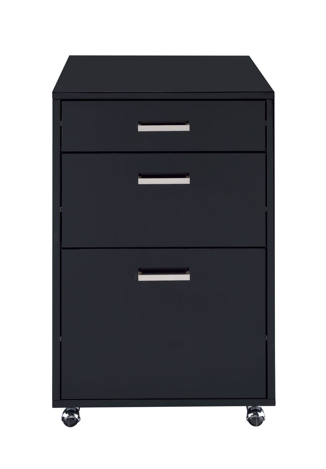Black Synthetic Wood File Cabinet with 3 Drawers for Home Office