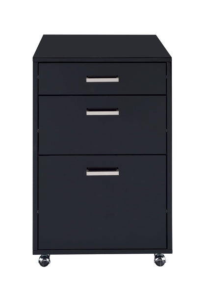 Black Synthetic Wood File Cabinet with 3 Drawers for Home Office