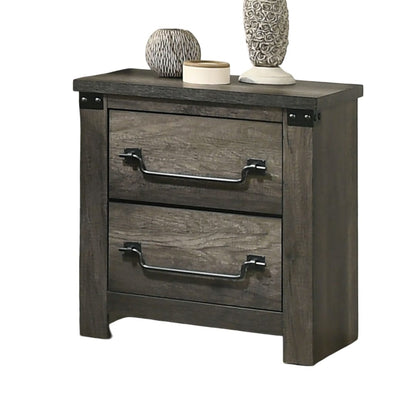 Gray 2 Drawer Bedside Cabinet Nightstand - Farmhouse Style