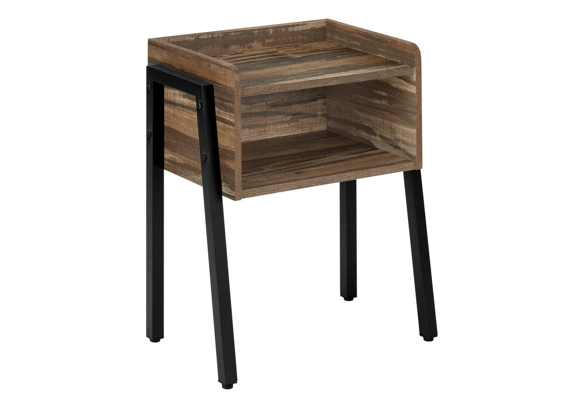 Brown Metal Accent Table with Storage - 2 Tier Side Table for Living Room