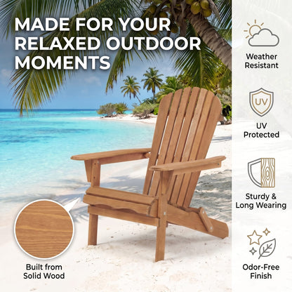 Light Brown Adirondack Chair Set of 2 - Outdoor Patio Furniture