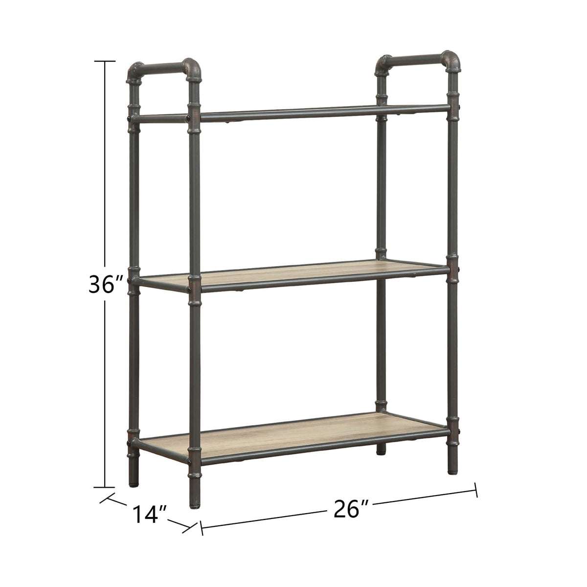 3 Tier Tall Bookshelf - Ancient Oak Gray MDF