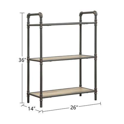 3 Tier Tall Bookshelf - Ancient Oak Gray MDF