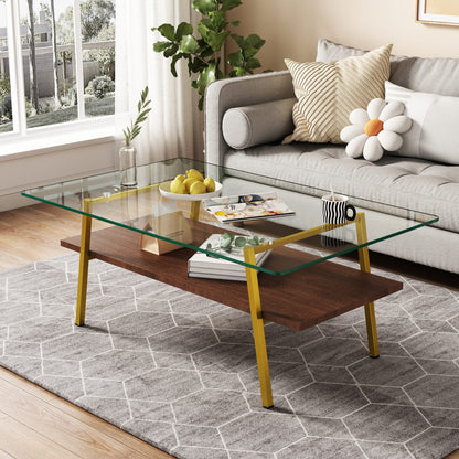 Transparent Glass Coffee Table - Modern Design, Durable Support