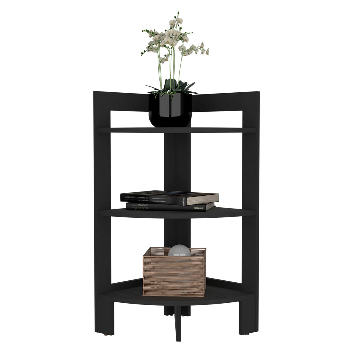 Black Rectangular Shelf Side Table - 31.7" High for Living Room