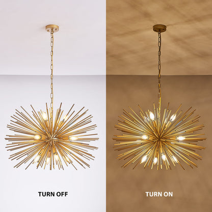 Gold Starburst Chandelier - 12 Lights Living Room Lighting