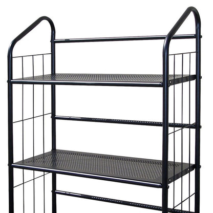 37" Black Wood 3-Tier Metal Bookshelf - Display Shelving for Living Room