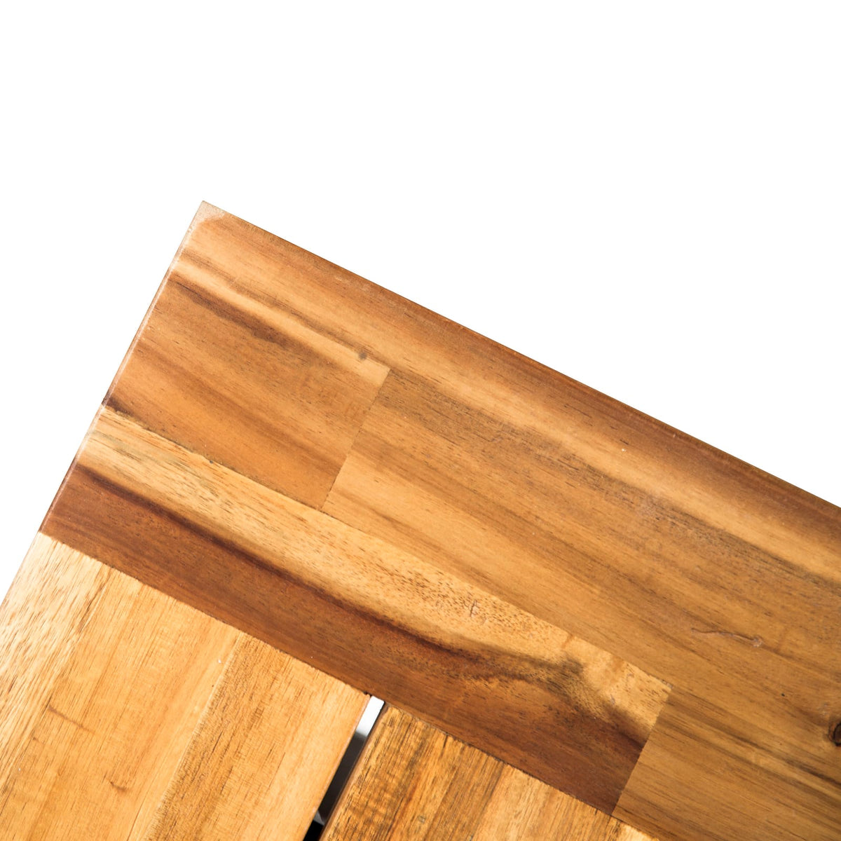 Acacia Wood Outdoor Dining Bench - Teak & Black Patio Seating
