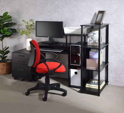 Black Computer Desk with Storage Shelves - 37" L for Home Office