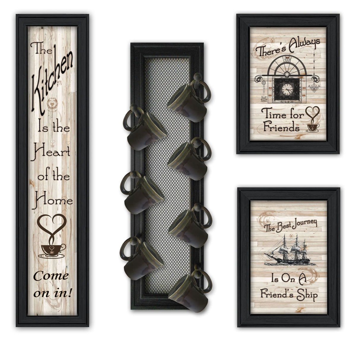Black Kitchen VII 4 Piece Vignette - Peg Mug Rack