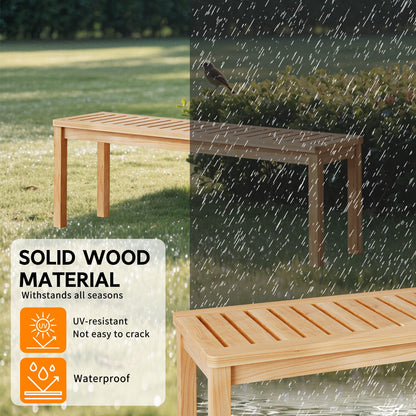 Amber Solid Wood Garden Bench for Patio or Poolside Seating
