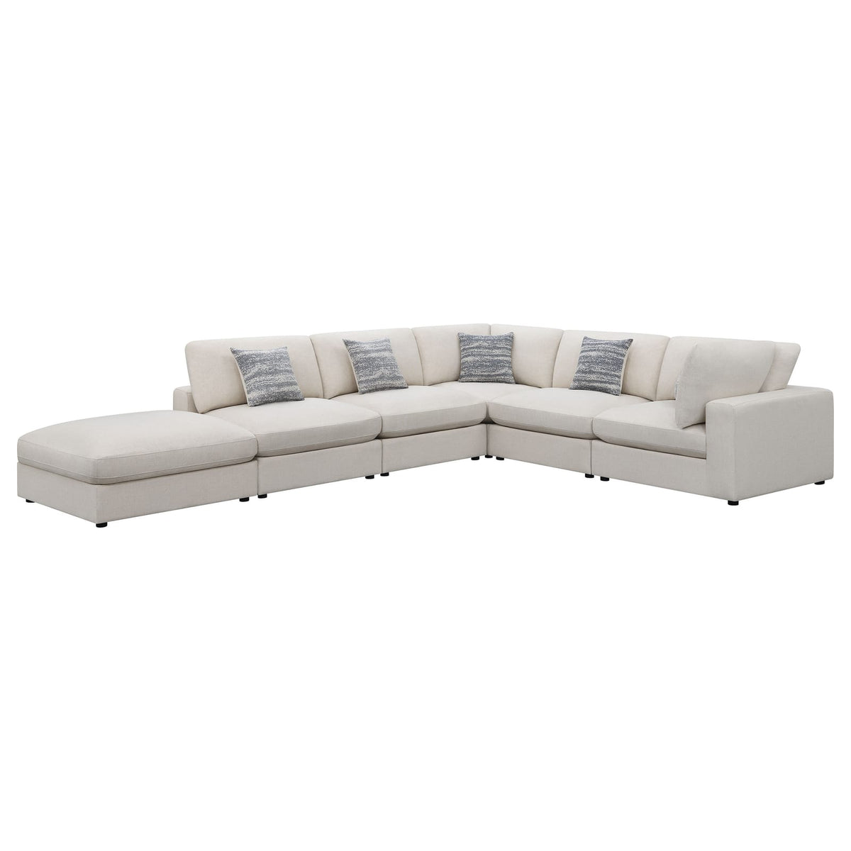 Large Beige Upholstered 6 Seat Sectional Sofa