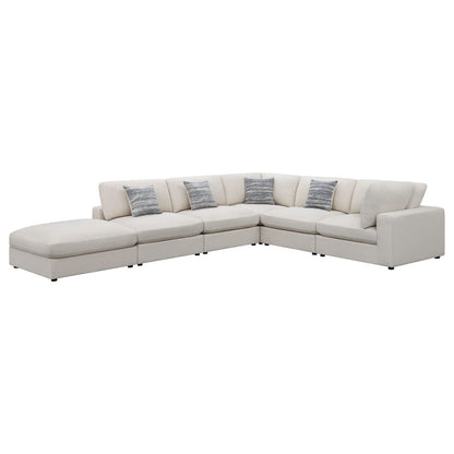 Large Beige Upholstered 6 Seat Sectional Sofa