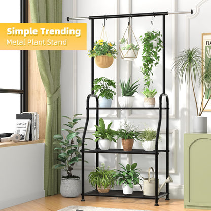 Metal 3-Tier Hanging Plant Shelf - Black for Living Room