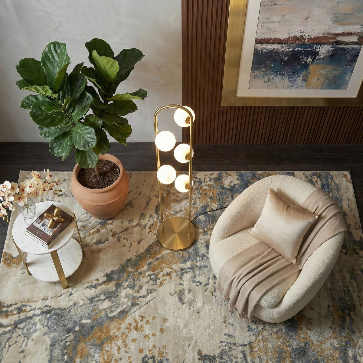 Gold Metal Floor Lamp for Bedroom and Study Lighting