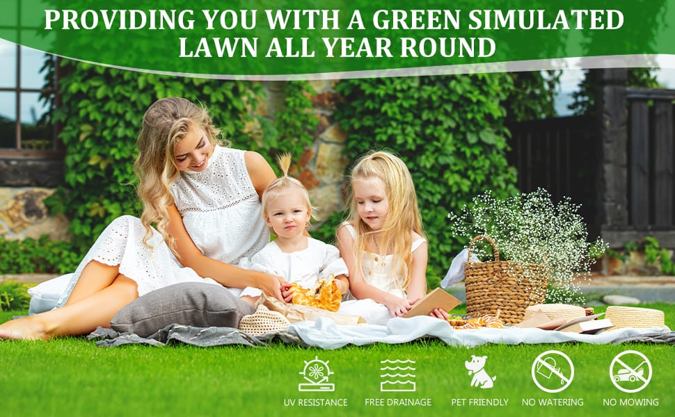 6.5FT x 33FT Outdoor Artificial Grass Runner - Thick Realistic Fake Turf for Patio