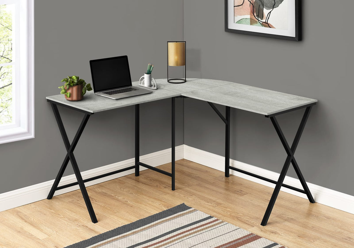 L Shape Grey Computer Desk - 55" Corner Office Desk