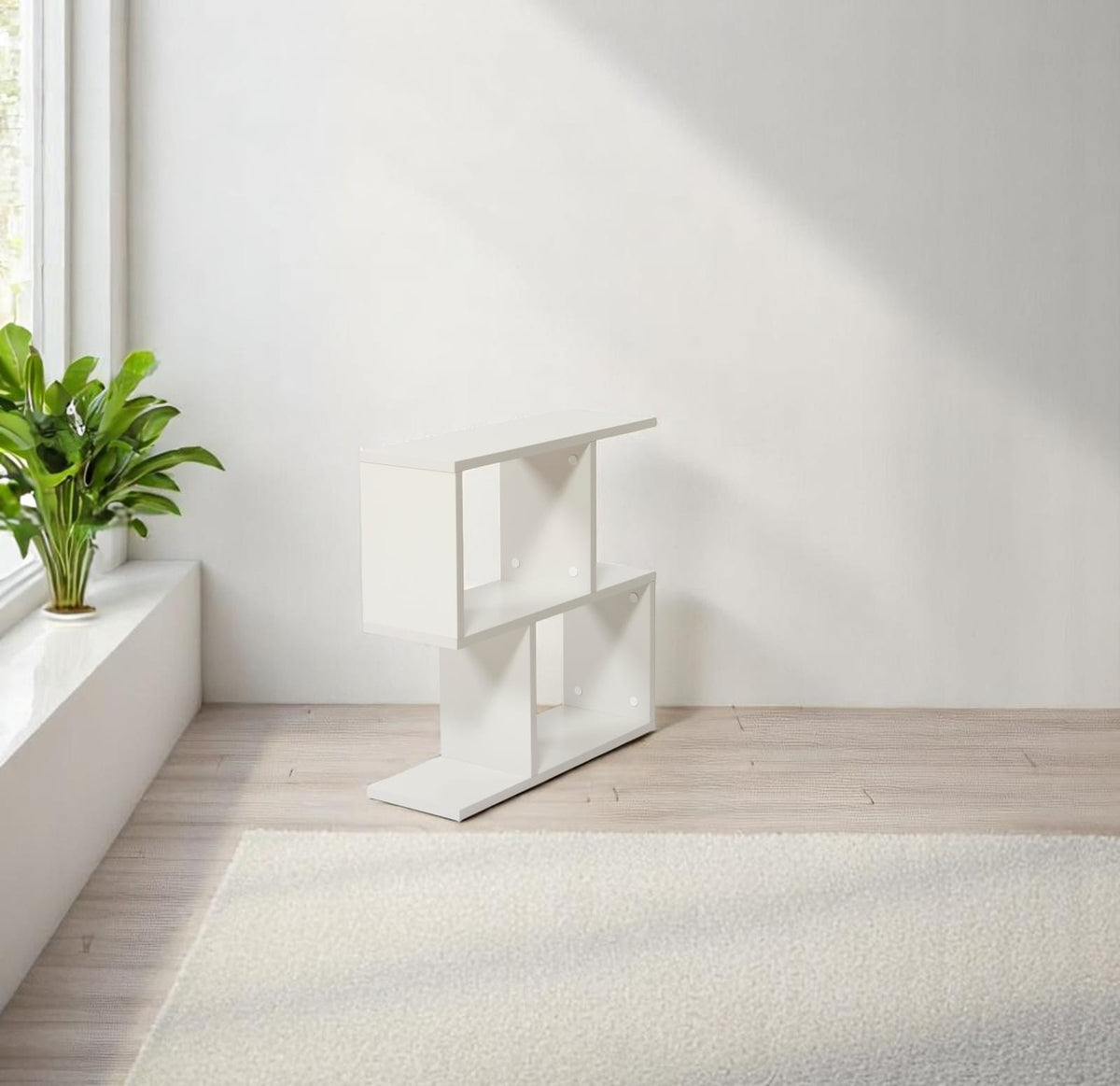 Grey Rectangle End Table - 4 Shelves, Narrow Design