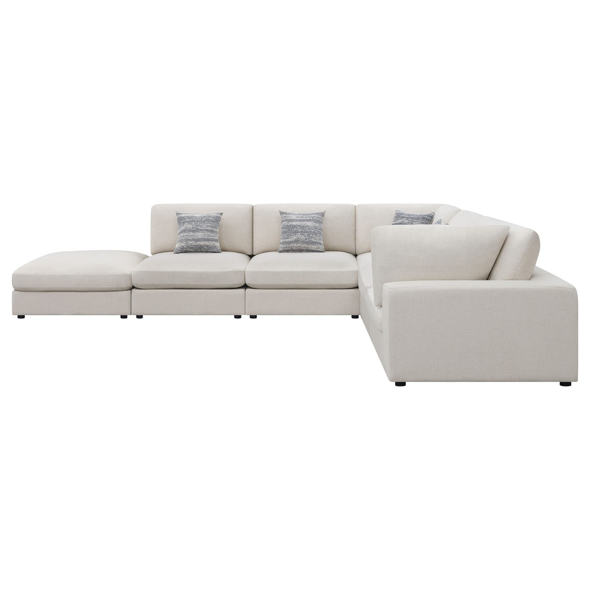 Large Beige Upholstered 6 Seat Sectional Sofa