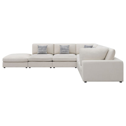 Large Beige Upholstered 6 Seat Sectional Sofa