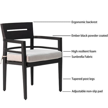 Modern Ember Black Outdoor Dining Set for Garden Patio