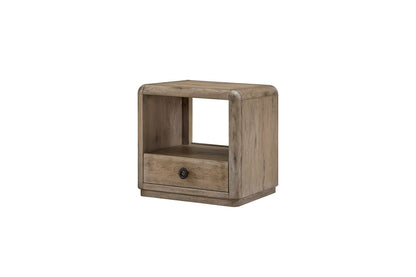 24" Oak End Table with Storage Shelves
