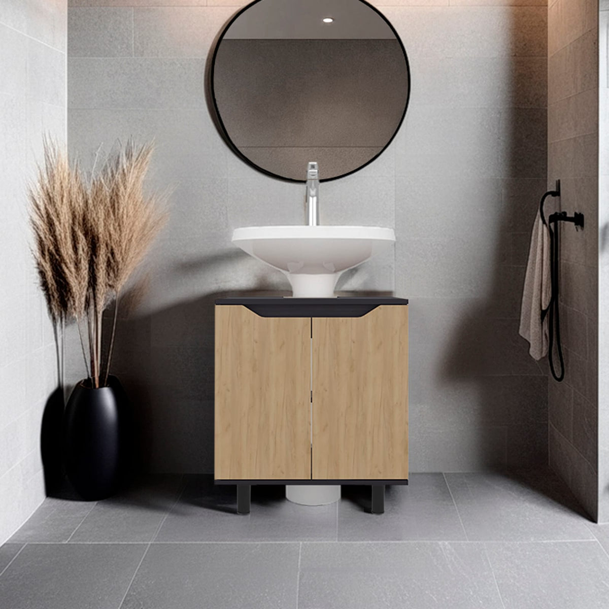 Natural Black Bathroom Vanity with Storage