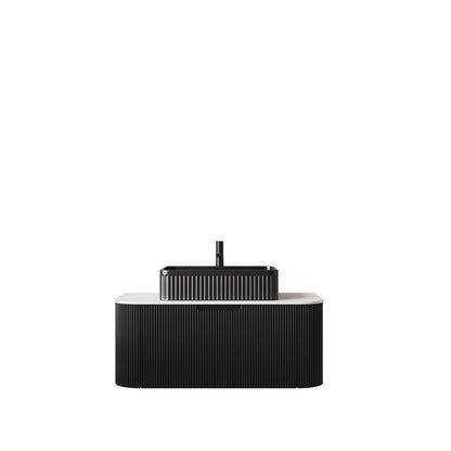 Black Bathroom Vanity with Sink - Wall Mounted Storage