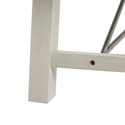 Reclaimed White Wood Dining Bench with Metal Stretchers for Kitchen