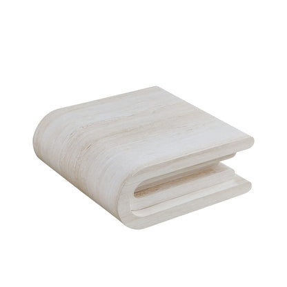 33.86 Inch Square Faux Travertine Coffee Table - Beige MDF
