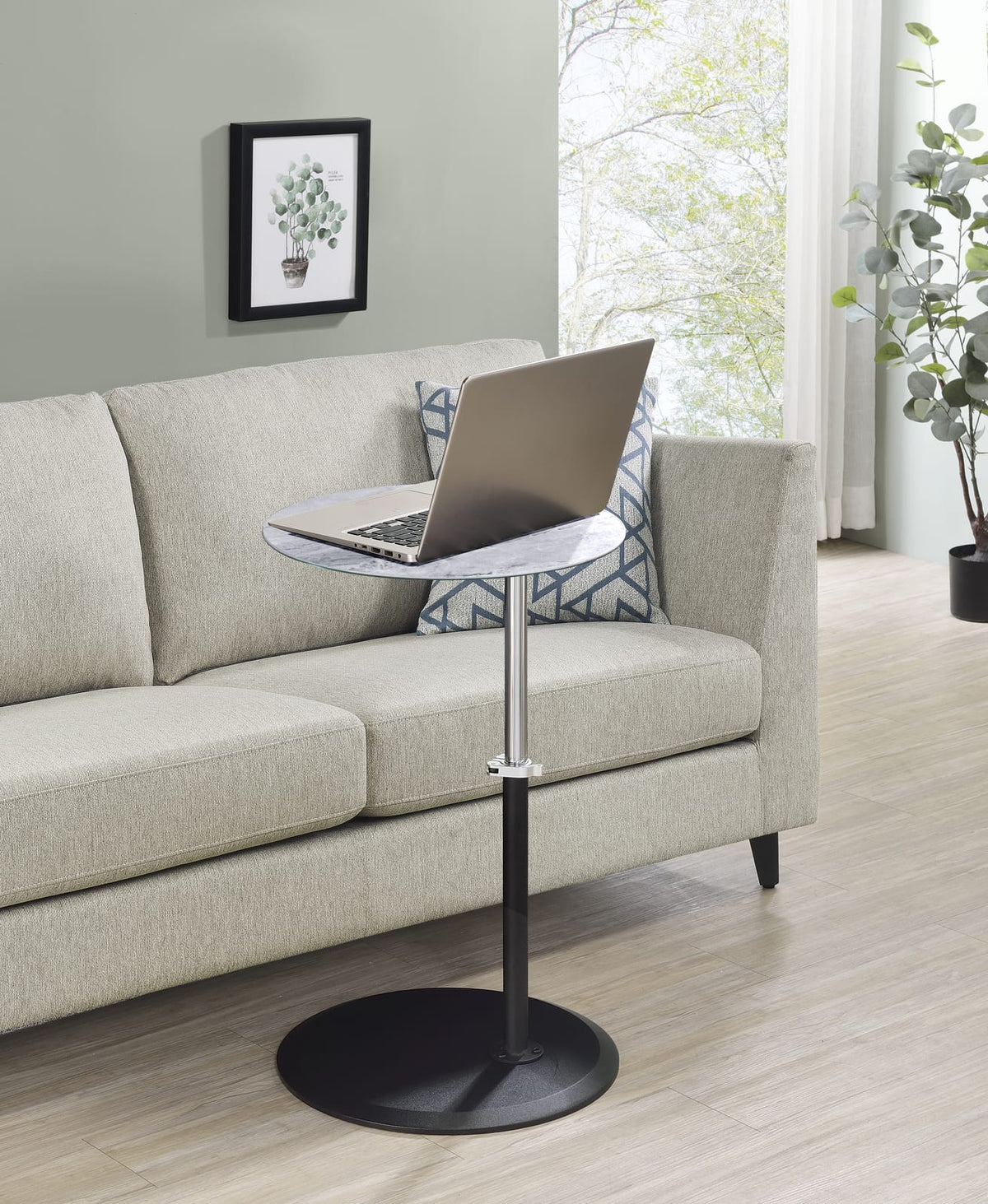 Orbit End Table - Gray Marble Glass Top