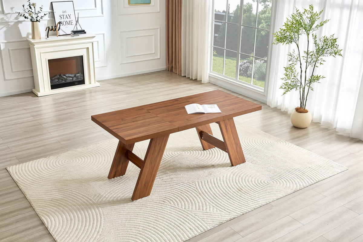 71" Walnut Wood Grain Dining Table - Seats 6-8 for Dining Room