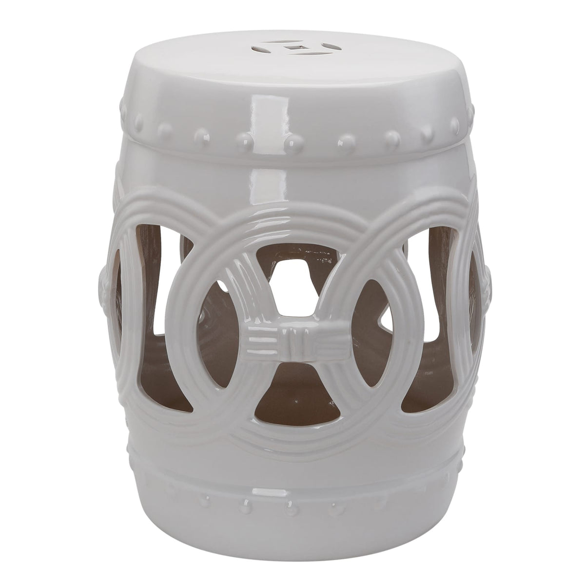 White Porcelain Garden Stool for Patio Deck or Poolside Seating