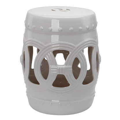 White Porcelain Garden Stool for Patio Deck or Poolside Seating