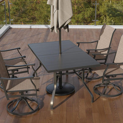 Black Metal Outdoor Dining Table - 60" Rectangle Patio Table
