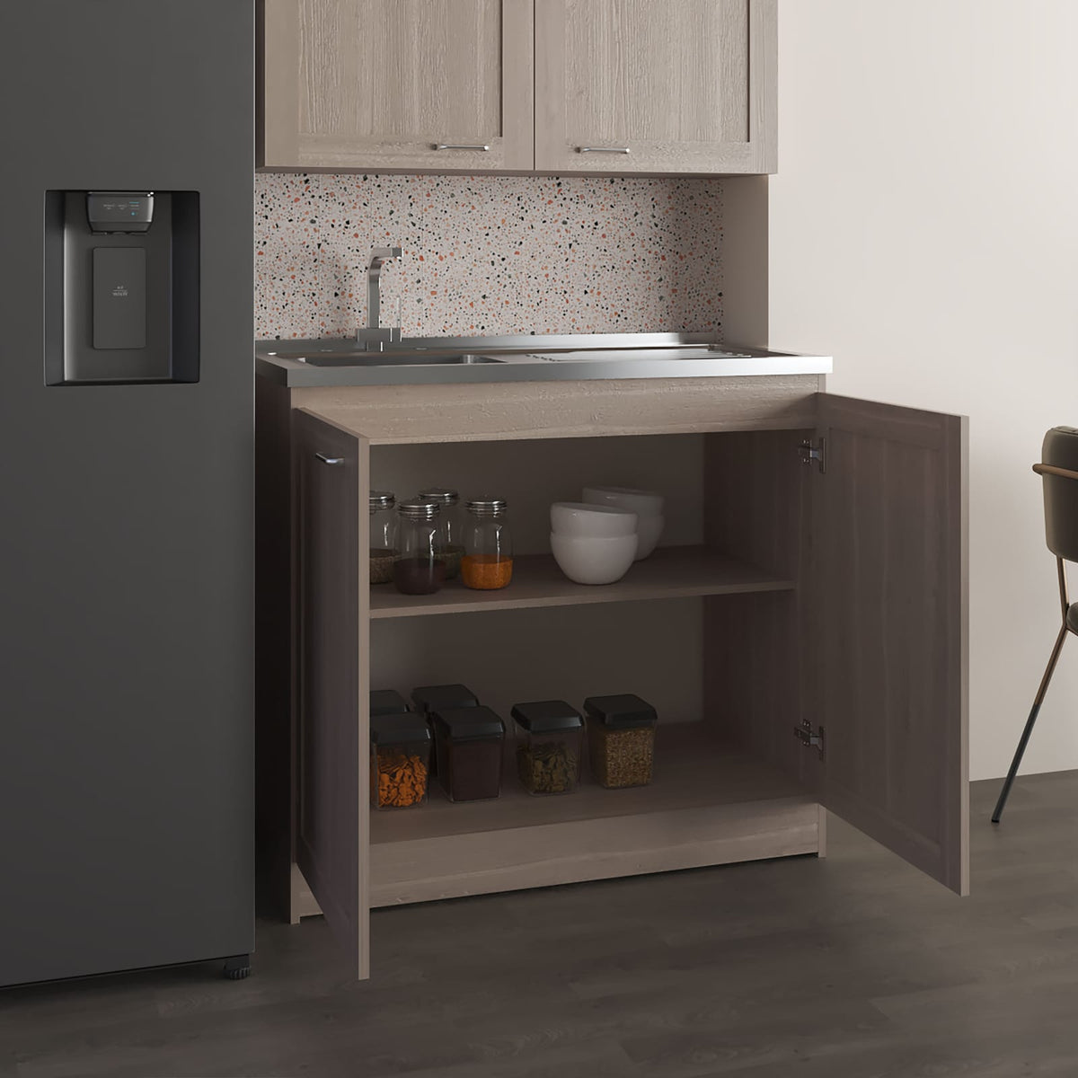 Zurich 39" Wide Utility Sink - Gray MDF Base Cabinet