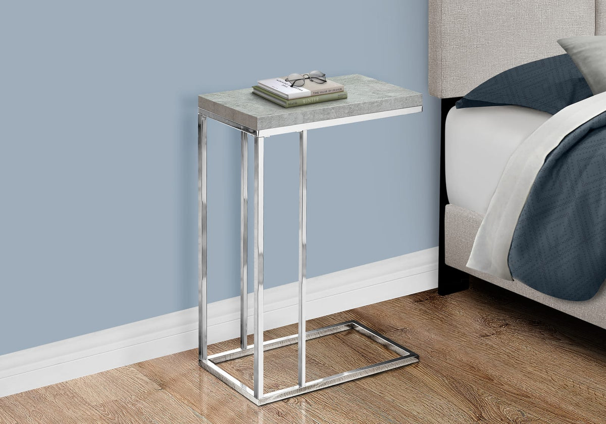 Grey C-Shaped End Table - Modern Side Table