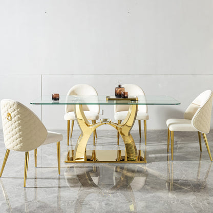 Gold Glass Dining Table - 6 Seats Modern Table