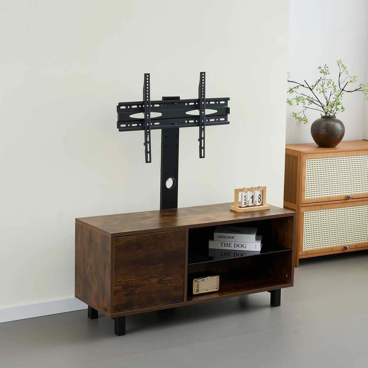 Small Rustic Brown TV Stand with Storage